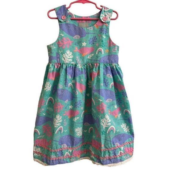 Eleanor Rose Rosemary Dress Mint Green Narwhal Seal Sea Creature Size 7-8 - Picture 1 of 5